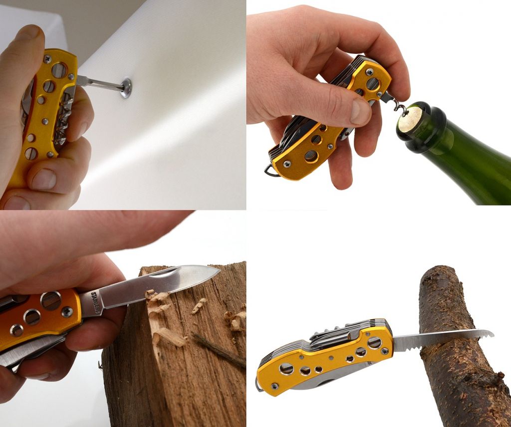 Nůž zavírací Cattara Multi 10 cm - žlutý - Obrázek 5