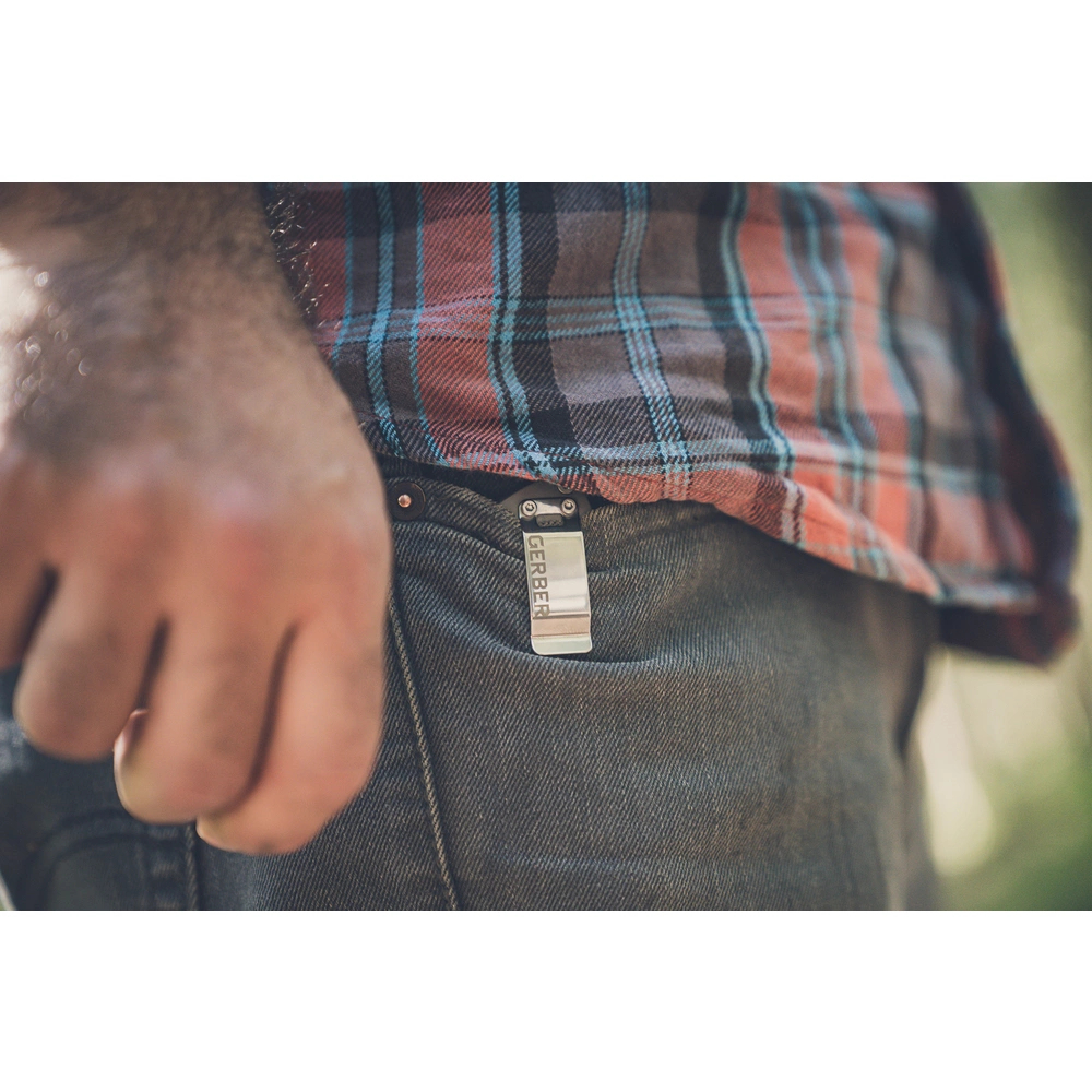 Zavírací nůž hladké ostřím Gerber FlatIron D2 Micarta - šedý-stříbrný - Obrázek 3