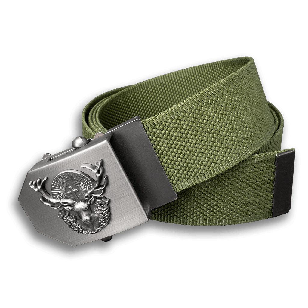 Opasek lovecký Jelen Hubert 4 cm nastavitelný - olivový, 150