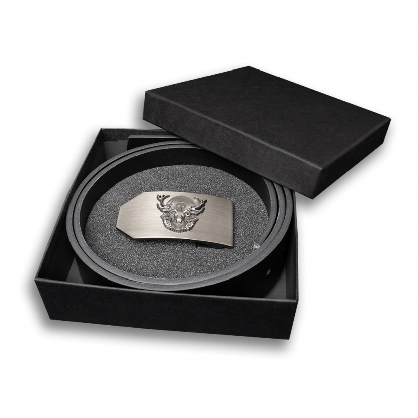 Opasek kožený myslivecký Jelen Hubert 4 cm - černý, 120 - Obrázek 5