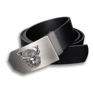 Opasek kožený myslivecký Jelen Hubert 4 cm - černý, 120