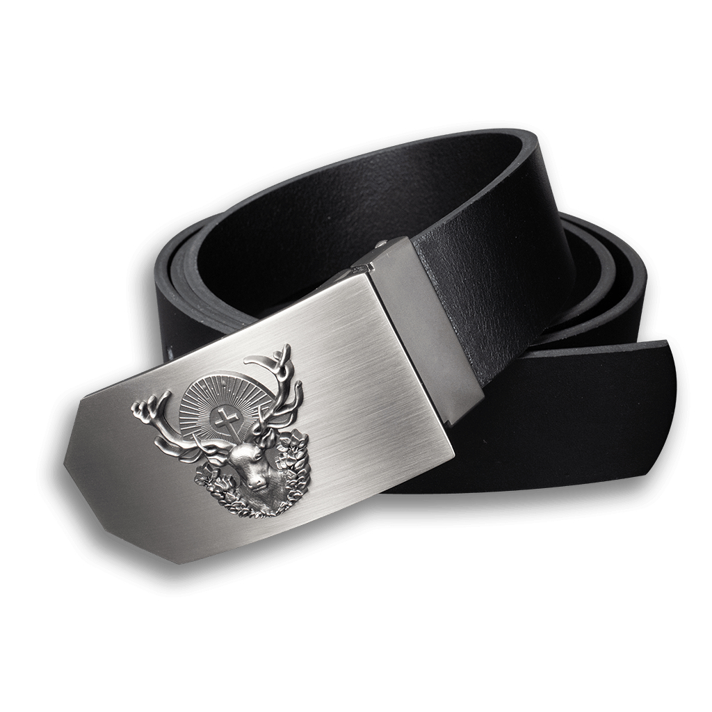 Opasek kožený myslivecký Jelen Hubert 4 cm - černý, 120