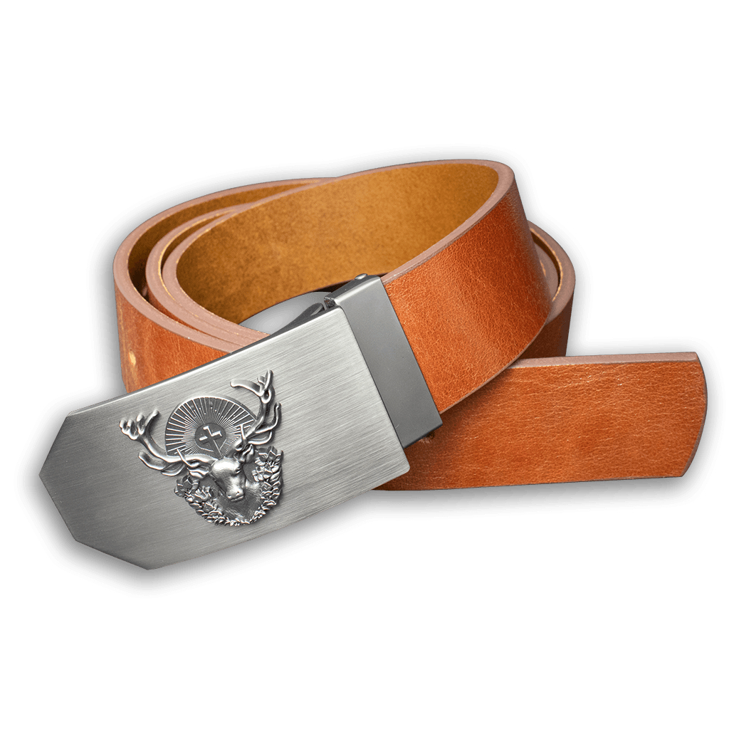 Opasek kožený myslivecký Jelen Hubert 4 cm - hnědý, 130