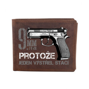 Kožená peněženka Striker Pistole ČZ 75 Jeden výstřel stačí - hnědá