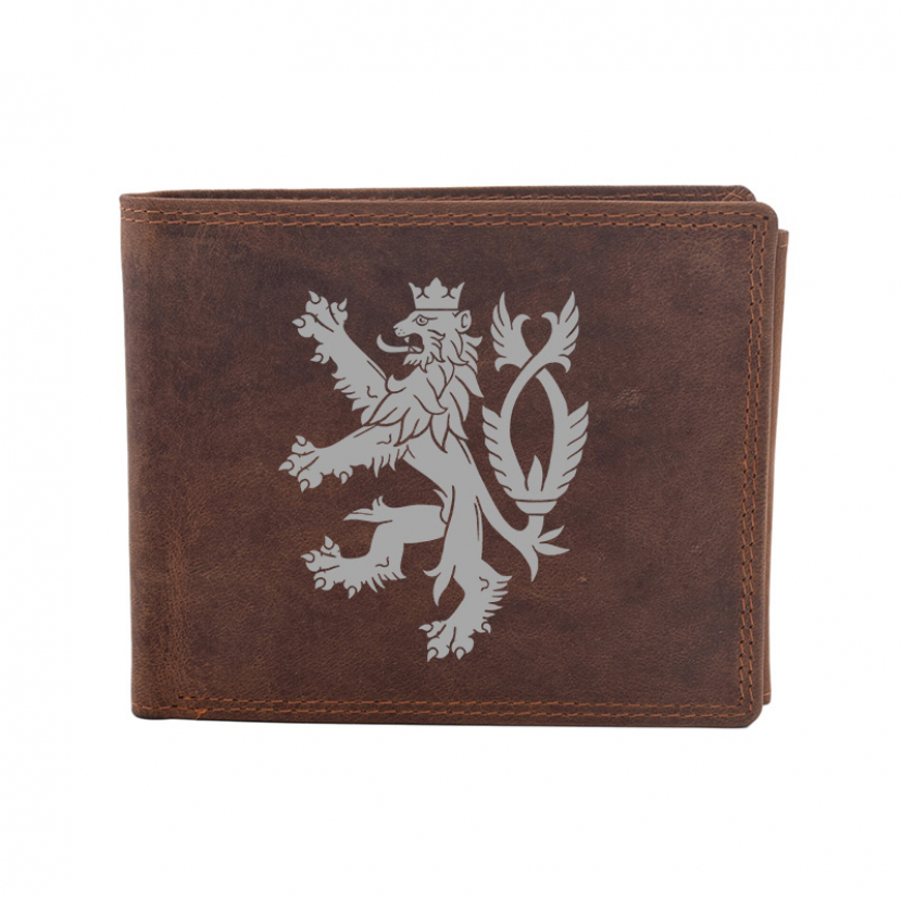 Kožená peněženka Striker Český lev - hnědá