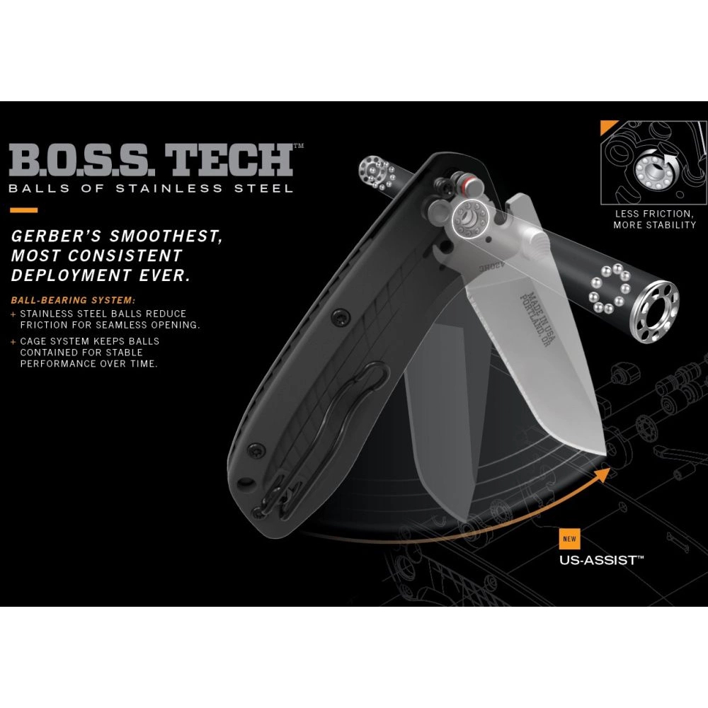Nůž zavírací Gerber US Assist S30V - černý-stříbrný - Obrázek 3