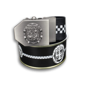 Opasek dárkový policejní Městská policie Šachovnice 4 cm - černý, 150