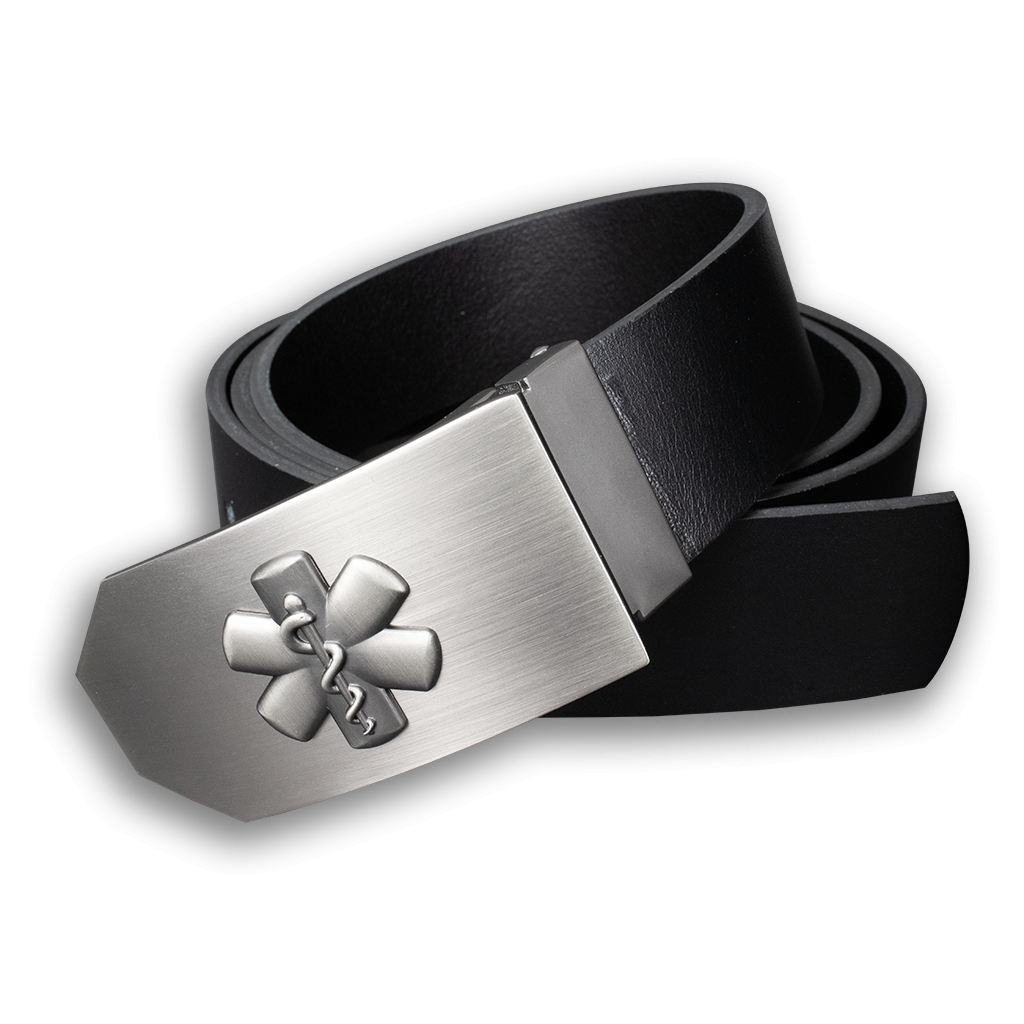 Opasek kožený záchranářský Hvězda života 4 cm - černý, 120