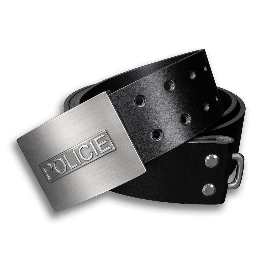Opasek kožený policejní Policie 4,5 cm - černý, 130