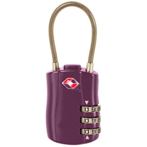 Bezpečnostní lankový TSA kódový zámek Rock - vínový