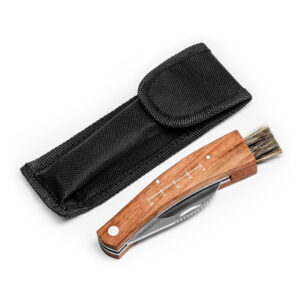 Zahnutý nůž na houby se štětečkem - hnědý-stříbrný