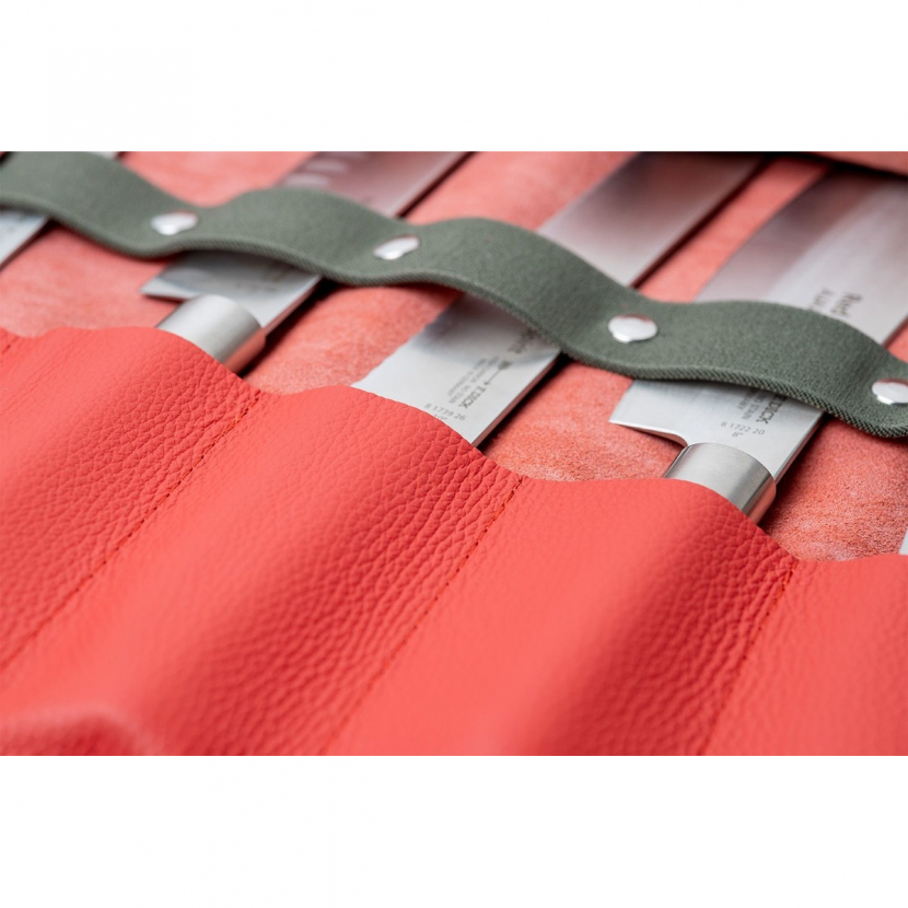 Kožené rolovací pouzdro na nože Feuermeister - červené - Obrázek 3