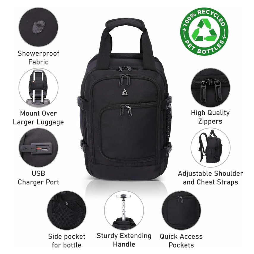 Batoh na kolečkách Aerolite BPMAX03 - černý - Obrázek 7