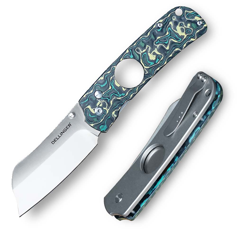 Zavírací nůž s ořezávačem doutníků Dellinger Cigar Cutter DC-53 Carbon - modrý-stříbrný