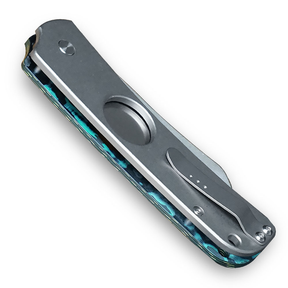 Zavírací nůž s ořezávačem doutníků Dellinger Cigar Cutter DC-53 Carbon - modrý-stříbrný - Obrázek 2