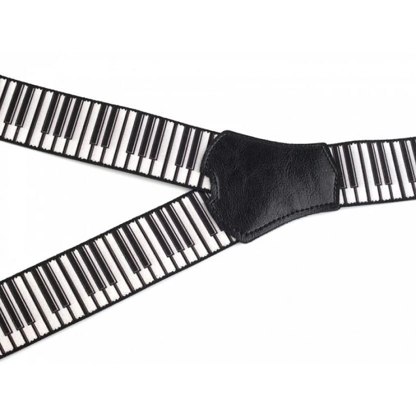 Šle hudební šíře 4 cm Piano - bílé-černé - Obrázek 2