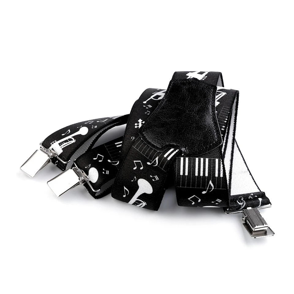 Šle hudební šíře 4 cm - černé-bílé