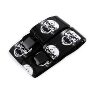 Šle motorkářské šíře 5 cm Velké lebky - černé