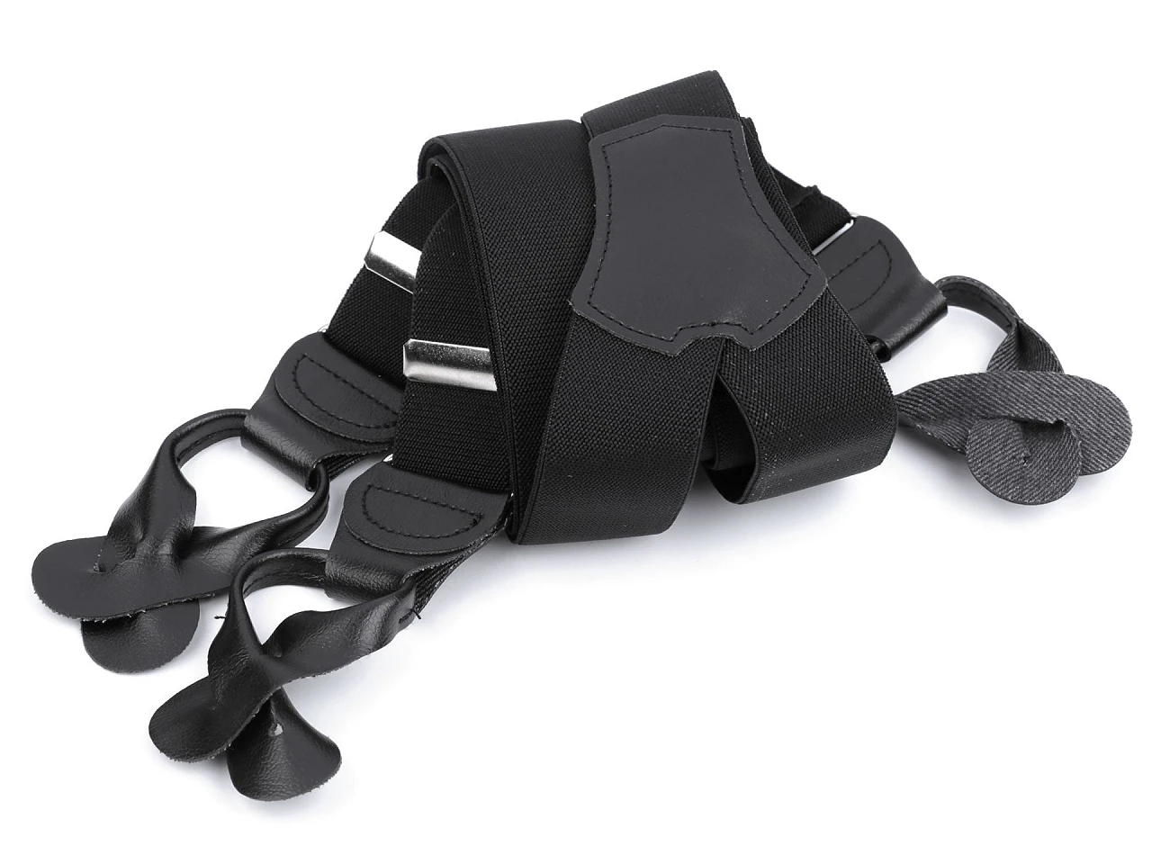 Šle na knoflíky šíře 3,5 cm - černé - Obrázek 2