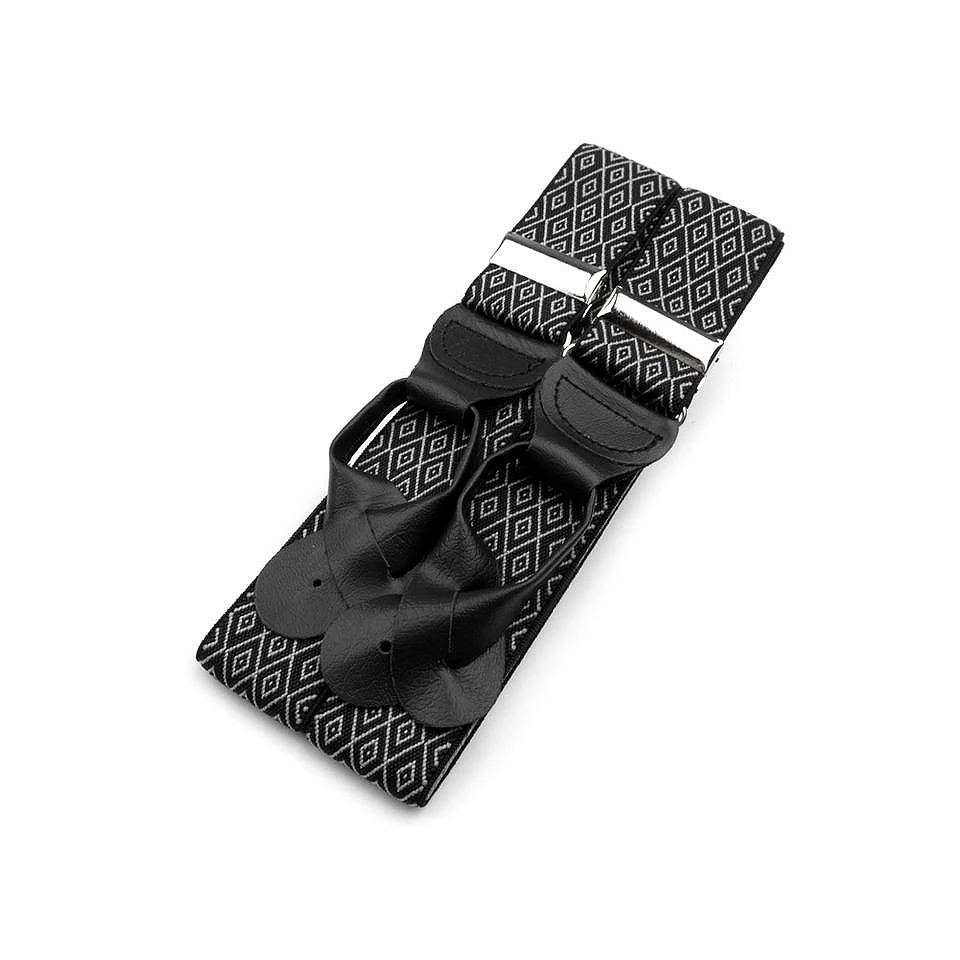 Šle na knoflíky šíře 3,5 cm - černé-bílé