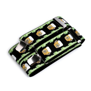 Šle pivařské šíře 4 cm Půllitry a chmel - černé-zelené