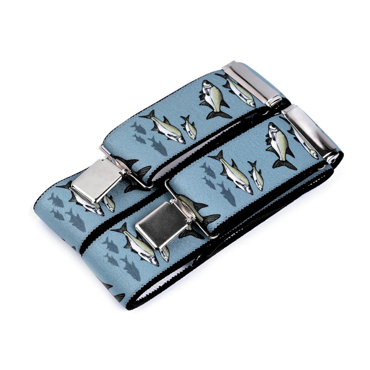 Šle rybářské šíře 4 cm Menší rybky - světle modré