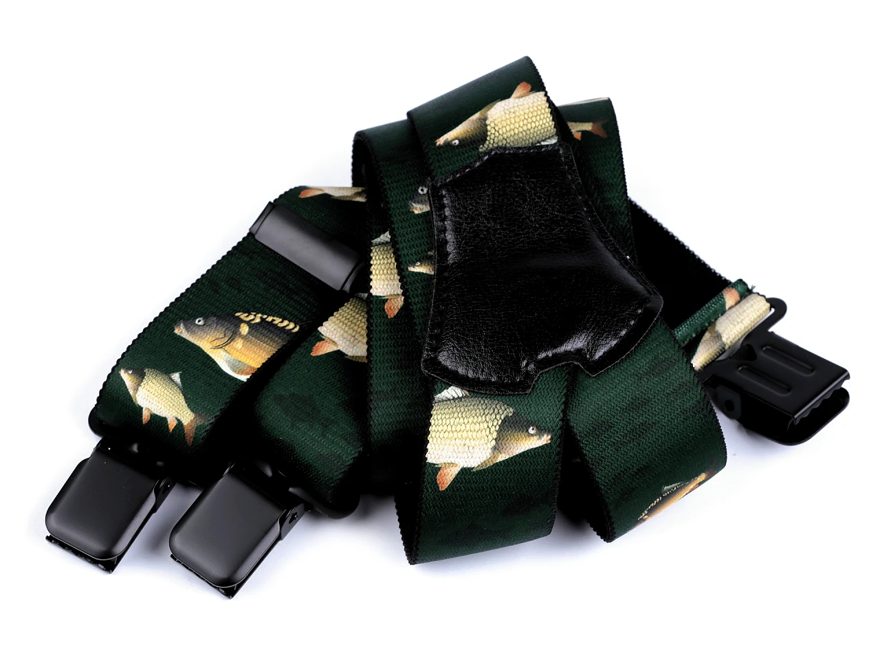 Šle rybářské šíře 4 cm Kapři - tmavě zelené - Obrázek 2