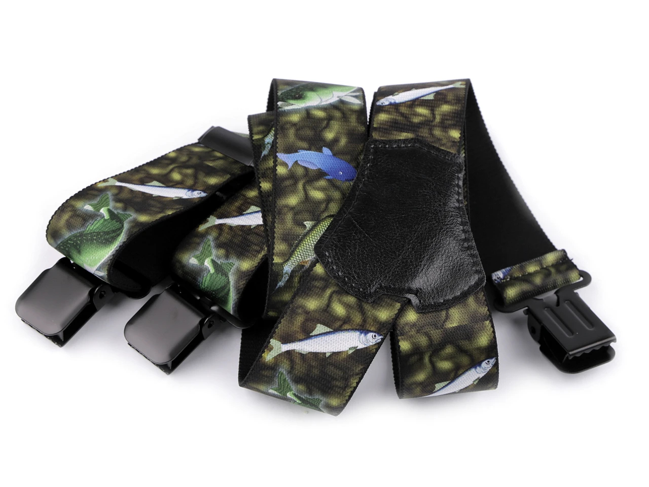 Šle rybářské šíře 4 cm Barevné rybky - hnědé - Obrázek 2