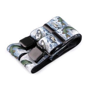 Šle rybářské šíře 4 cm Plující rybky - modré-bílé