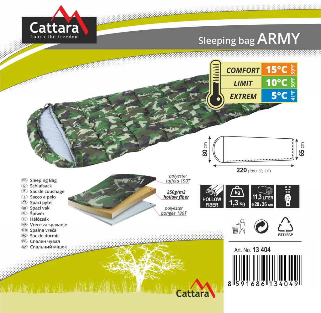 Spací pytel Cattara Army 5°C - woodland - Obrázek 2