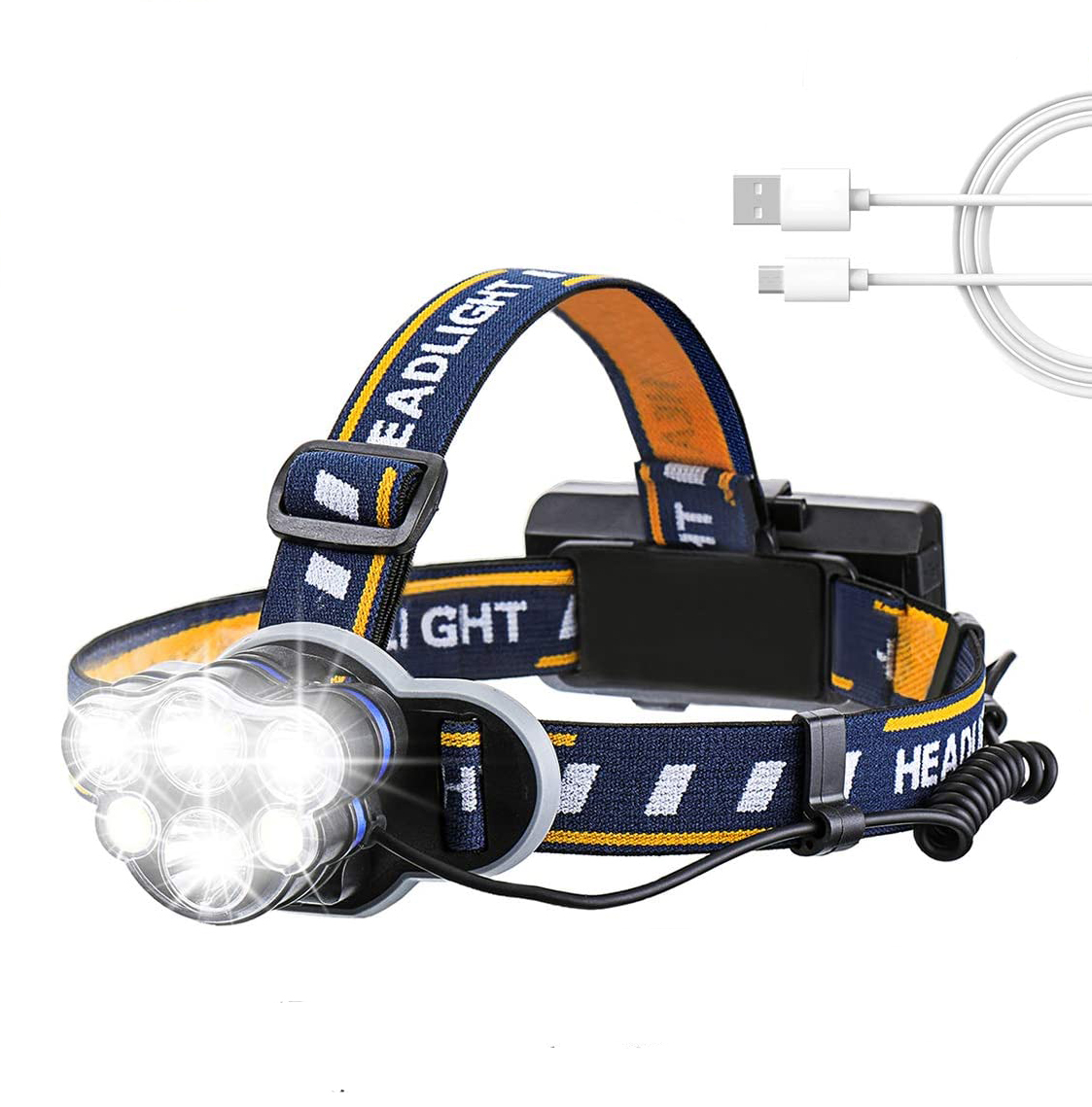 LED čelová nabíjecí svítilna Solight 550lm Li-Ion USB - černá-oranžová - Obrázek 2