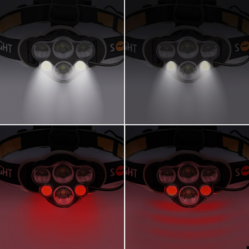 LED čelová nabíjecí svítilna Solight 550lm Li-Ion USB - černá-oranžová - Obrázek 7