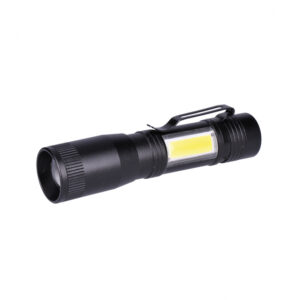 Solight LED kovová svítilna, 150+60lm 3W+COB, AA - černá