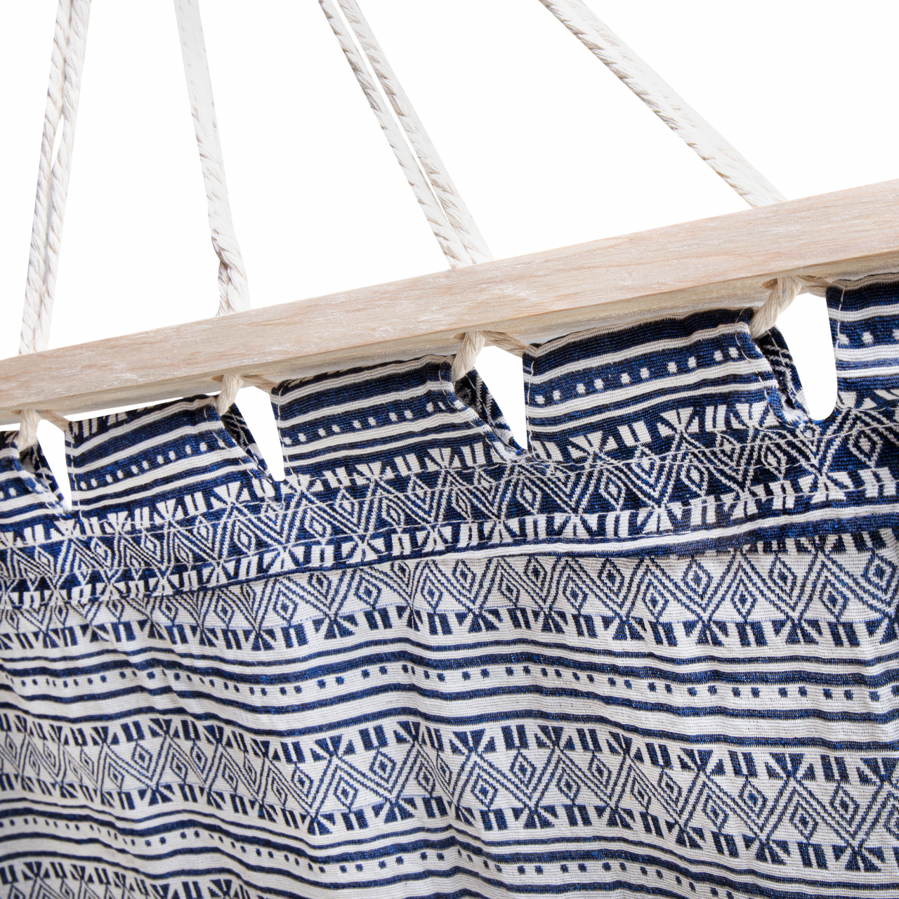 Bavlněná houpací síť s výztuhou Spokey Zuni - modrá-bílá - Obrázek 4