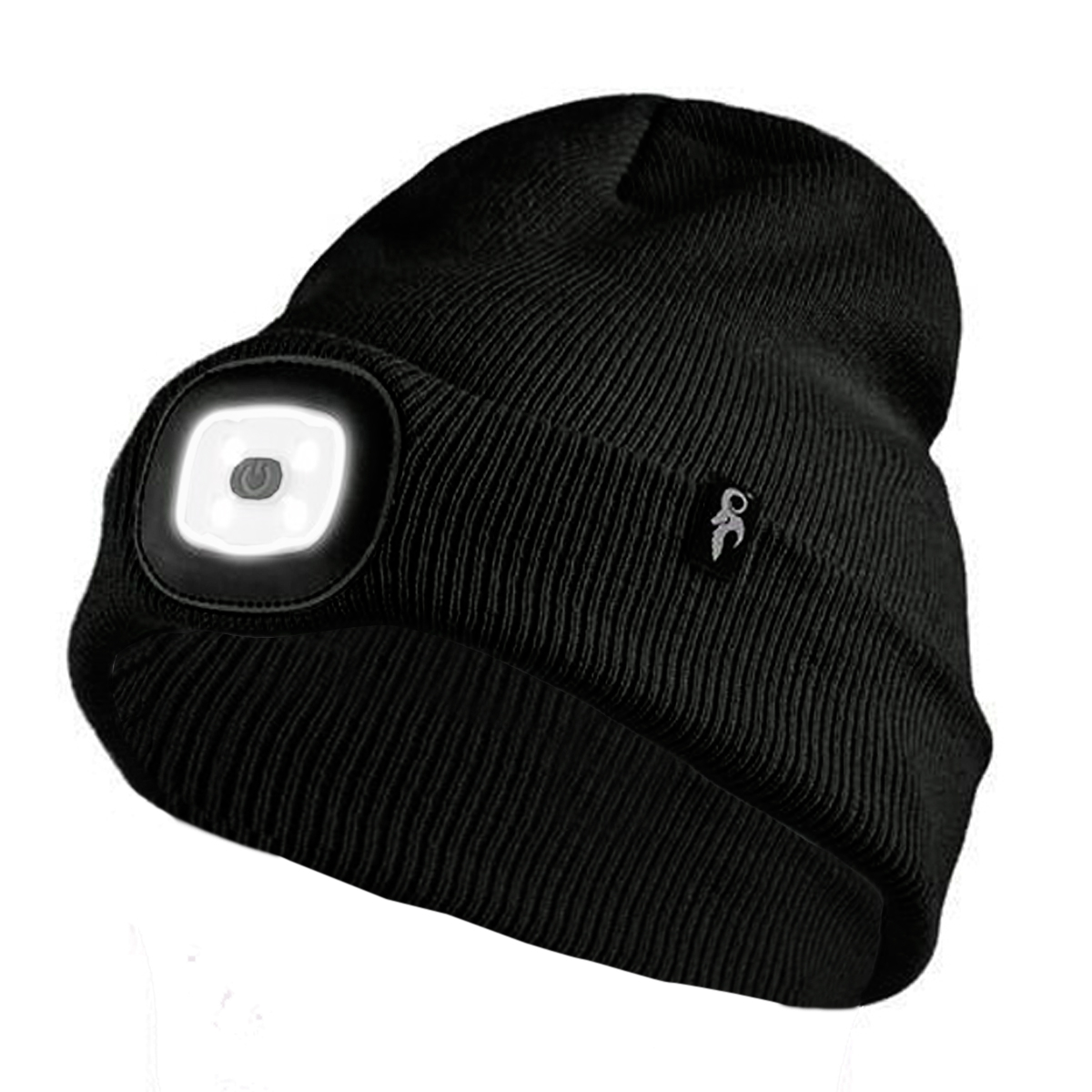 Zimní čepice s LED světlem a USB dobíjením - černá