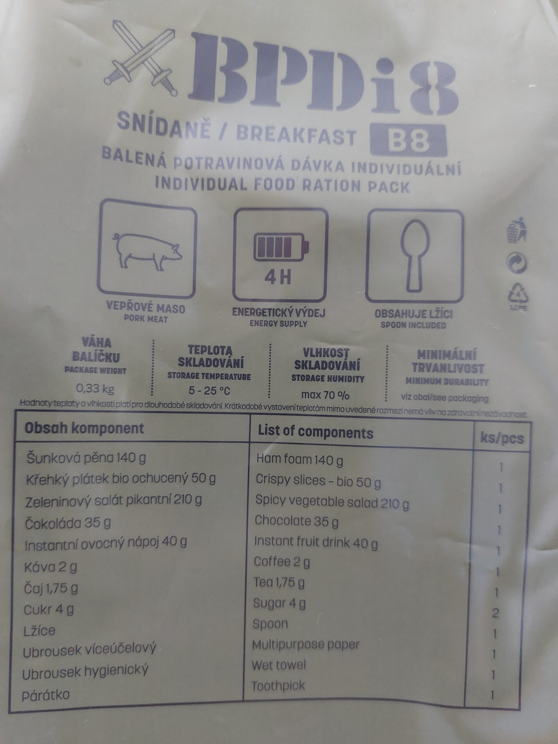 Snídaňový balíček AČR - Šunková pěna BPDi8 B8 - Obrázek 2