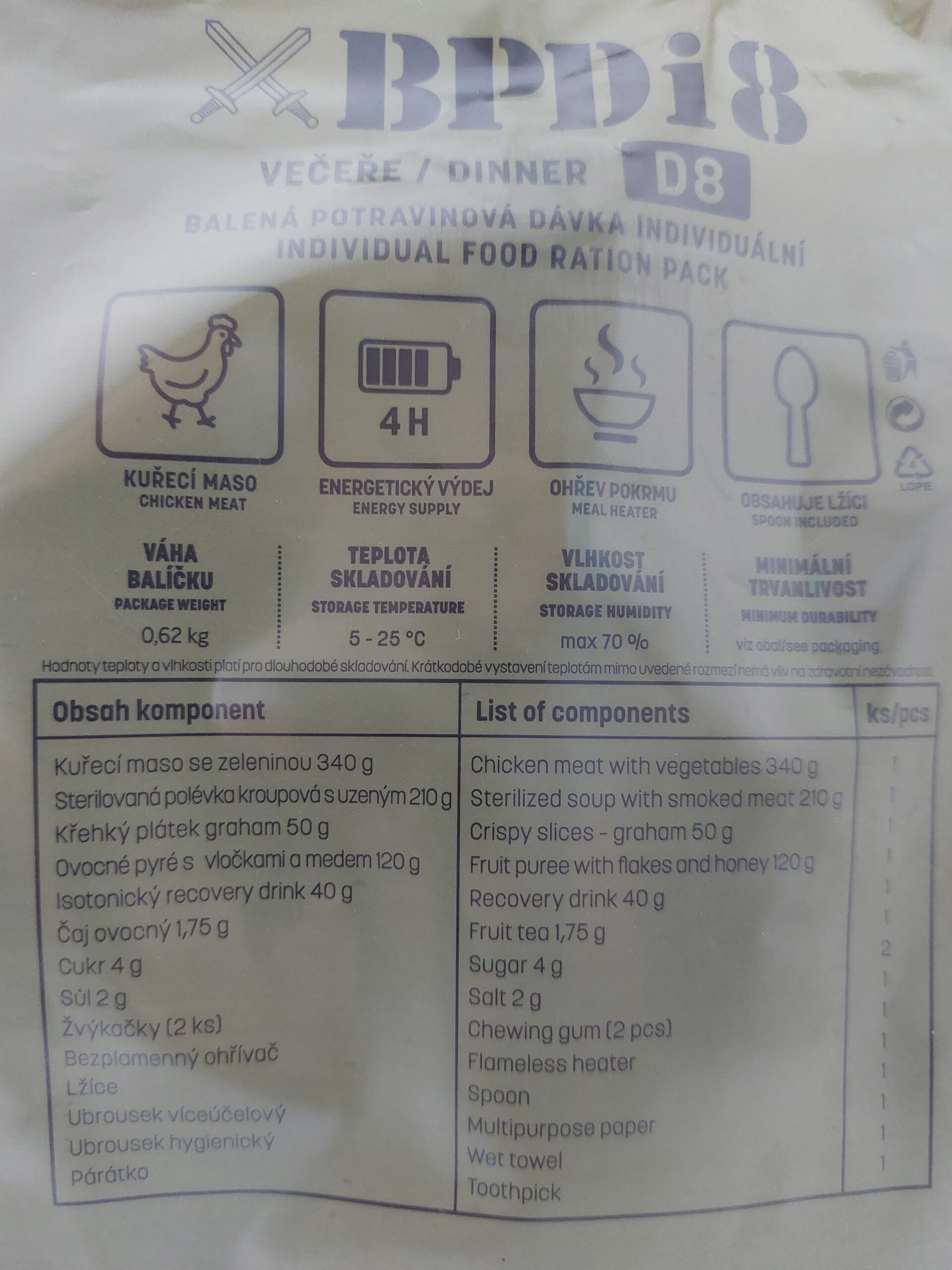 Večeře balíček AČR - Kuřecí maso se zeleninou BPDi8 D8 - Obrázek 2