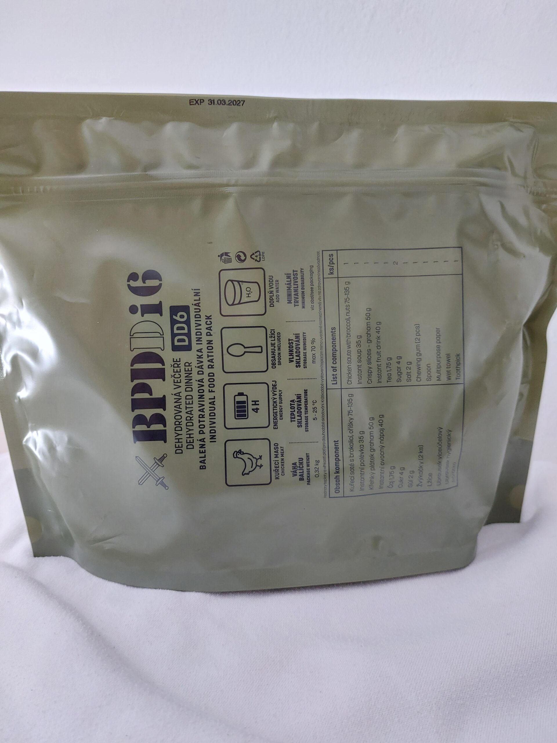 Dehydrovaná večeře balíček AČR - Kuřecí soté s brokolicí, oříšky BPDDi6 DD6